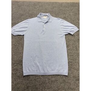 Jack Victor Mens Light Blue Cotton Silk Knit Polo Shirt Made in Italy Size M